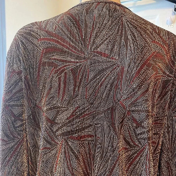 VTG Ashley Jill Built In Tank top Blouse Brown Tan Black Asymmetrical Grunge 1X - Picture 6 of 7